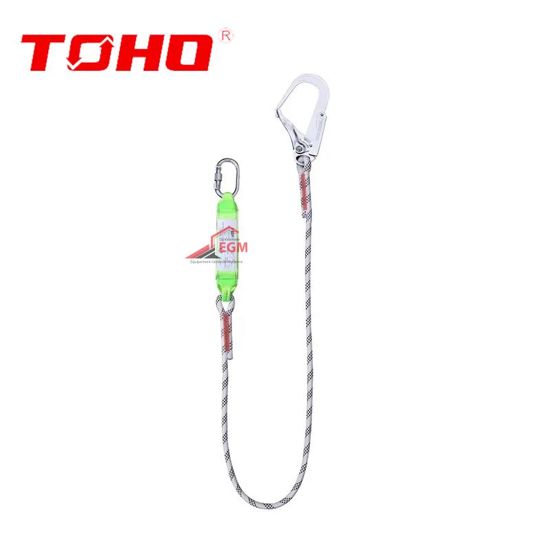 ABSORBEUR D'ENERGIE CORDE SIMPLE 13MM 1.8 M AVEC MOUSQUETON ET CROCHET TOHO