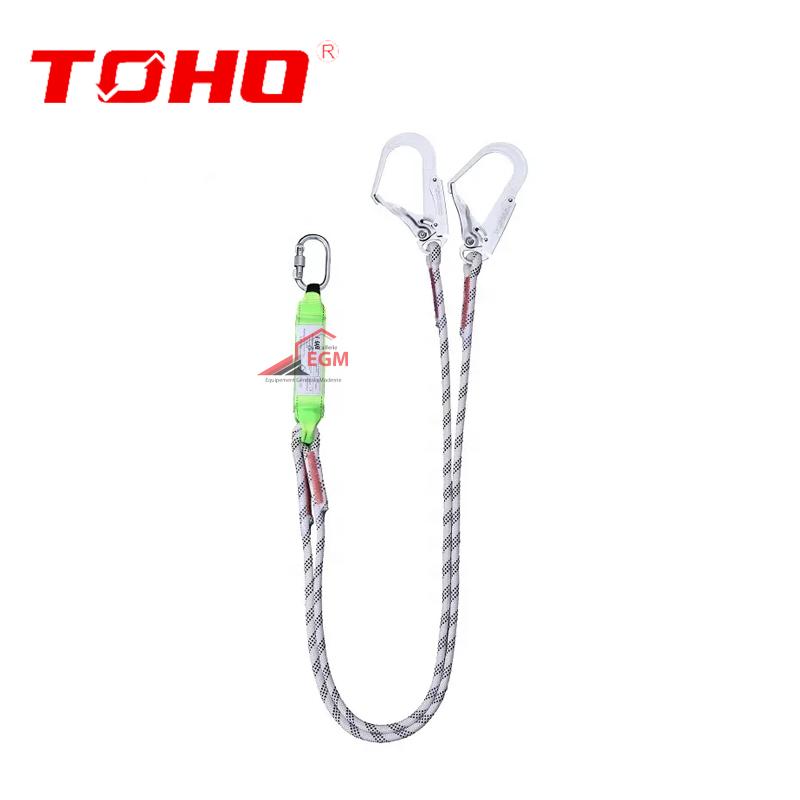 ABSORBEUR D'ENERGIE CORDE DOUBLE 13MM 1.8 M AVEC MOUSQUETON ET 2 CROCHET TOHO