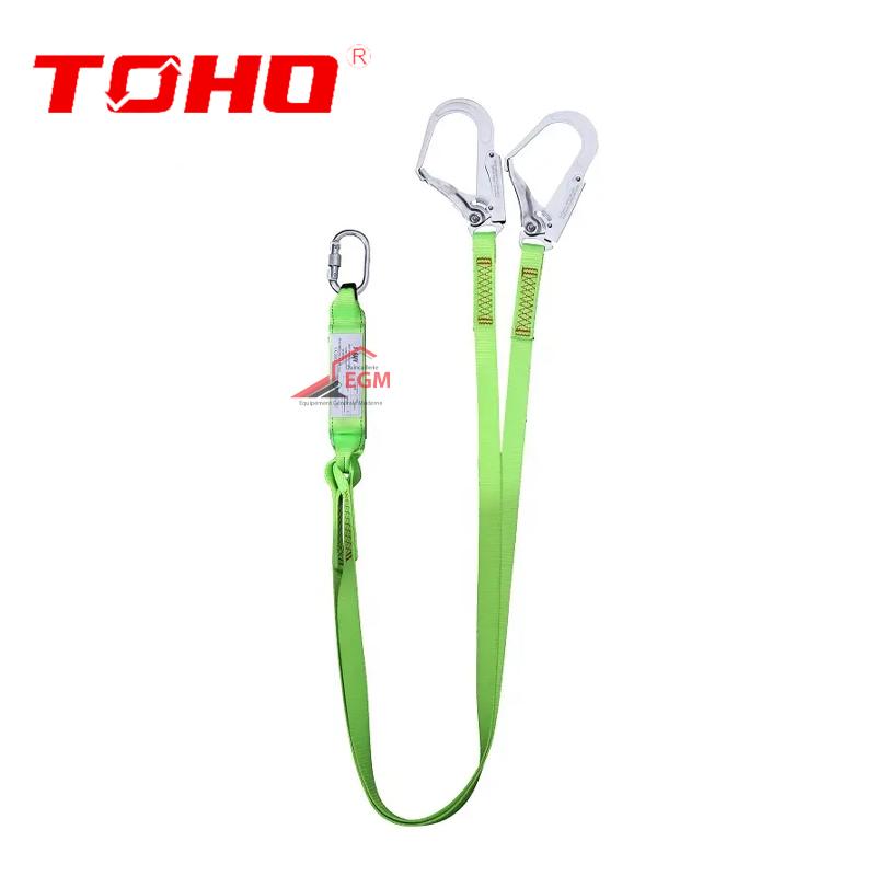 ABSORBEUR D'ENERGIE SANGLE DOUBLE 45MM 1.8 M AVEC MOUSQUETON ET 2 CROCHET TOHO