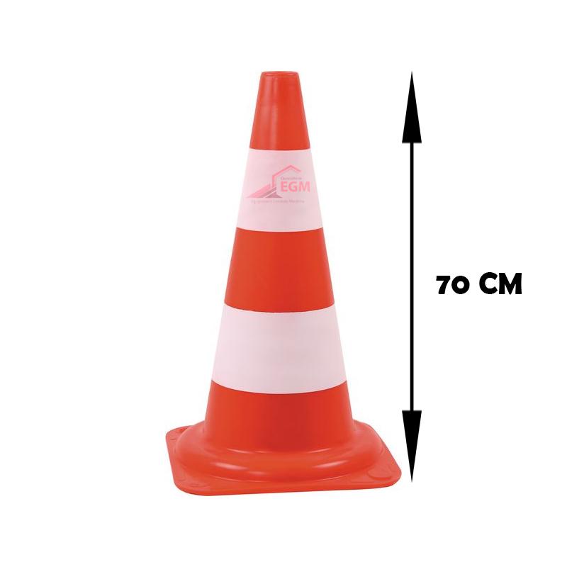 CÔNE DE CHANTIER 70 CM A BANDE FLUO