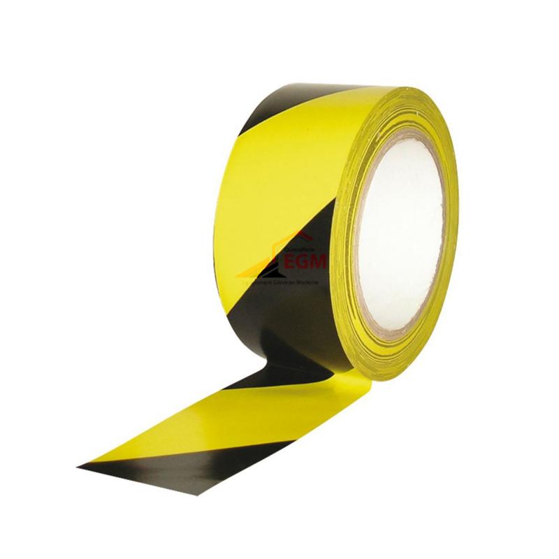 ROULEAU RUBAN 50MMX25M SIGNALISATION ADESIF JAUNE ET NOIR