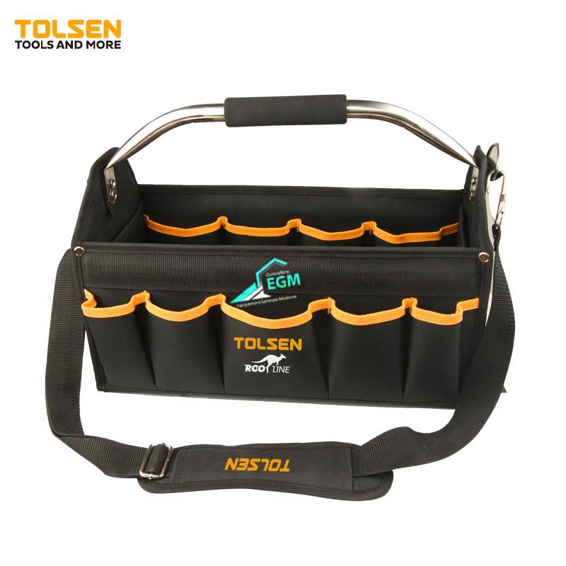 SAC A OUTILS ROBUSTE INDUSTRIEL PLIABLE AVEC POCHE INT/EXT 17" TOLSEN