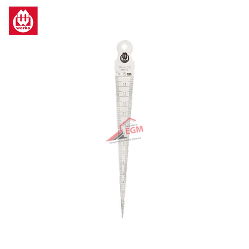 JAUGE DE TROUS EN ACIER INOXYDABLE DOUBLE ECHELLE EN MM ET EN POUCE 1MM-15MM WERKA