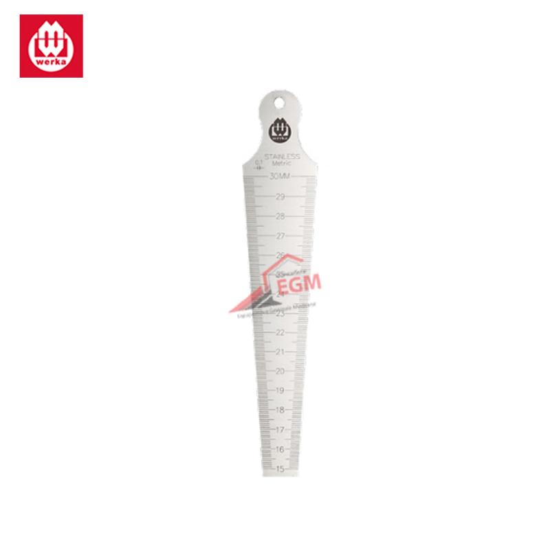JAUGE DE TROUS EN ACIER INOXYDABLE DOUBLE ECHELLE EN MM ET EN POUCE 15MM-30MM WERKA