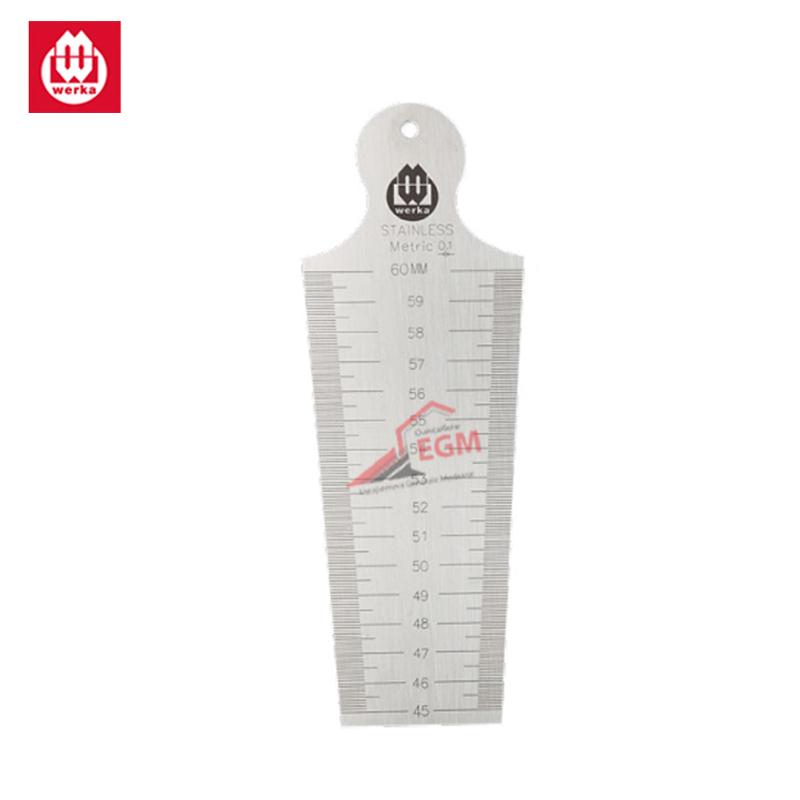 JAUGE DE TROUS EN ACIER INOXYDABLE DOUBLE ECHELLE EN MM ET EN POUCE 45MM-60MM WERKA