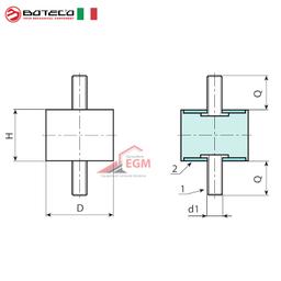 PLOT ANTIVIBRATION CYLINDRIQUE A 2 TIGE FILETE BOTECO - Image 2