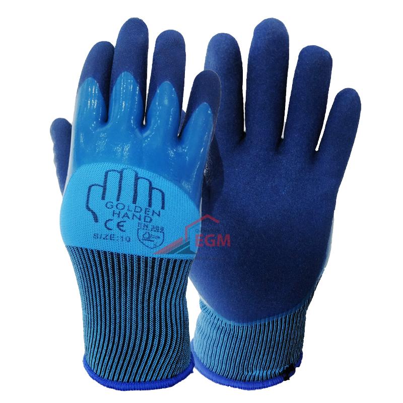 PAIRE GANT INDUST EN POLYSTER PAUME NITRIL DOUBLE ENDUIT BLEU+BLEU T10 GOLDEN HAND