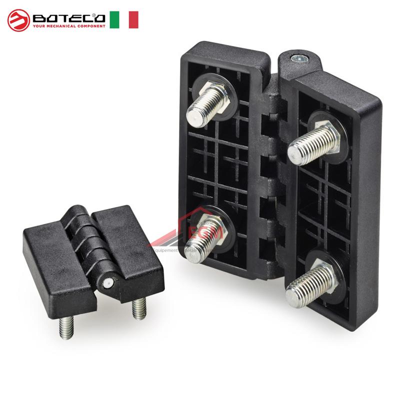 CHARNIERE PLASTIQUE PLAT NOIR AVEC PIVOT FILETÉ BOTECO