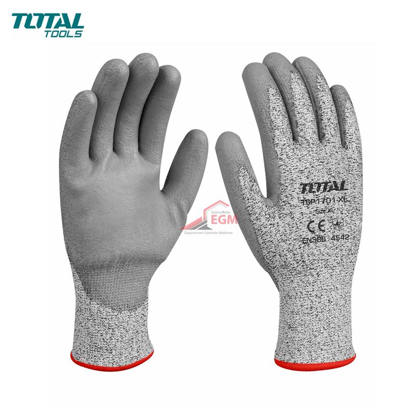 PAIRE GANT ANTI-COUPURE T XL GRIS & GRIS EN388 4X43C TOTAL