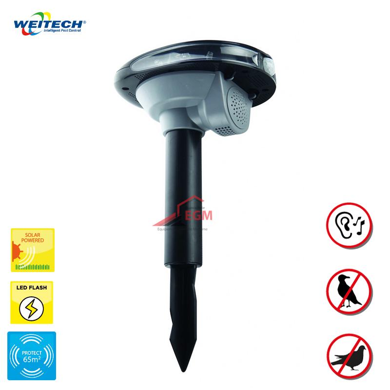 REPULSIF ELECTRONIQUE SOLAIRE SONIC ANTI OISEAUX IP44 65M2 WEITECH