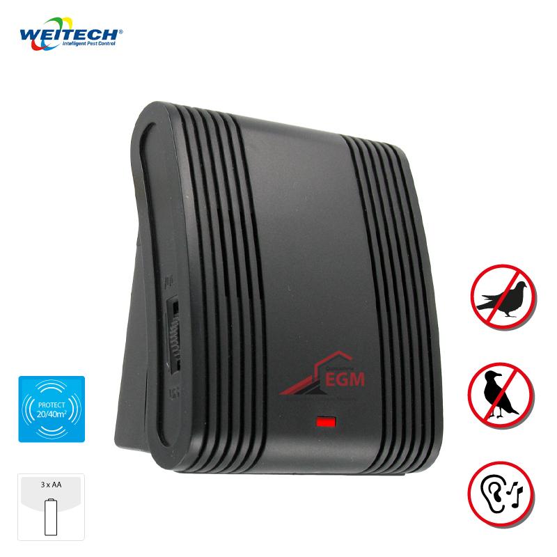 REPULSEUR D'OISEAUX 20--40M2 "ALIM 3 PILES AA" WEITECH