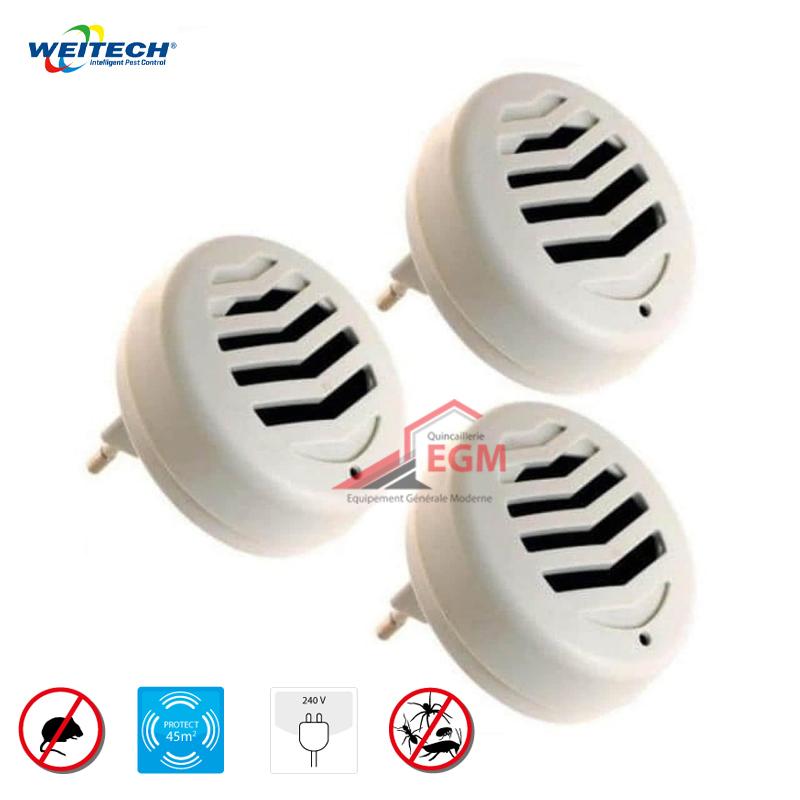 ANTI NUISEURS A ULTRA SONS 3PCS 45M2 WEITECH