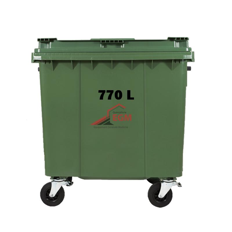 POUBELLE EN POLYÉTHYLÈNE AVEC COUVERCLE 770L 4 ROUE