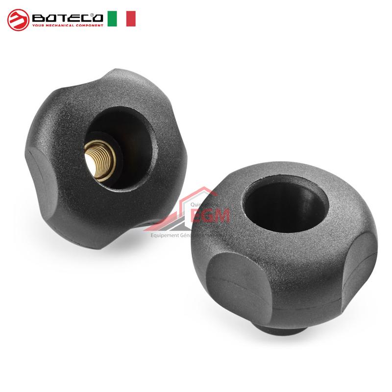 BOUTON DE SERRAGE 4 LOBES ROND TARRAUDE FEMEL 10X50 TROUE BOTECO