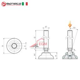 PIED D'APPUI AVEC TIGE ARTICULÉE EN ACIER ZINGUE BOTECO - Image 2