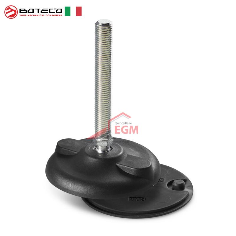 PIED D'APPUI AVEC FIXATION AU SOL, TIGE ARTICULÉE DE TYPE A EN ACIER, BILLE R15 ET BASE ANTIDÉRAPANTE