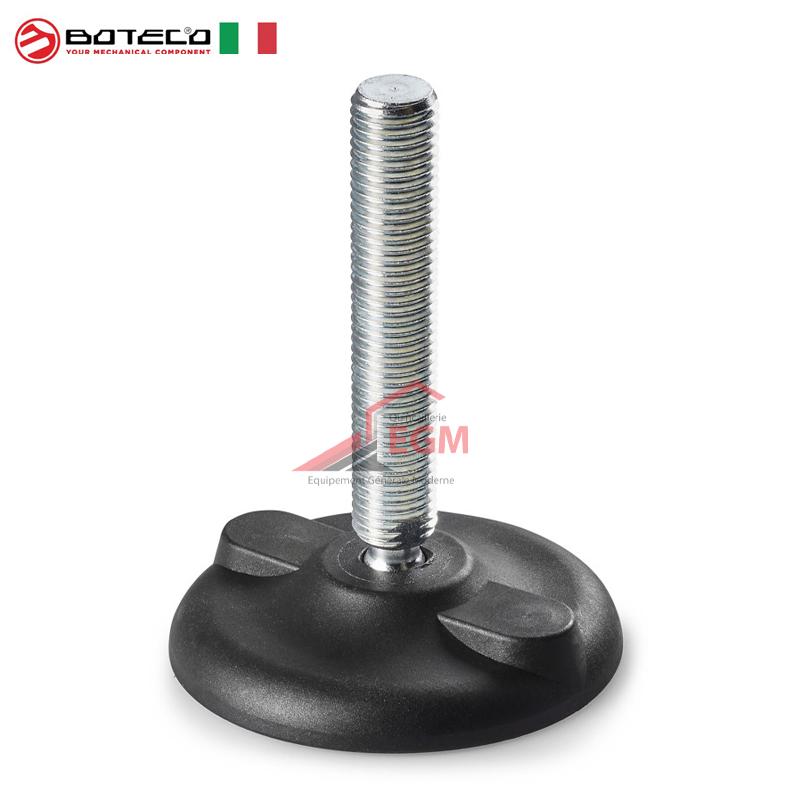 PIED D'APPUI AVEC FIXATION AU SOL, TIGE ARTICULÉE DE TYPE B EN ACIER ET BILLE R15 BOTECO