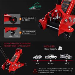 CRIC ROULEUR SIMPLE PISTON 3.0T L 571MM BIG RED - Image 3