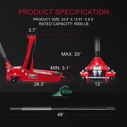 CRIC ROULEUR DOUBLE PISTON 2.5T BIG RED - Image 6