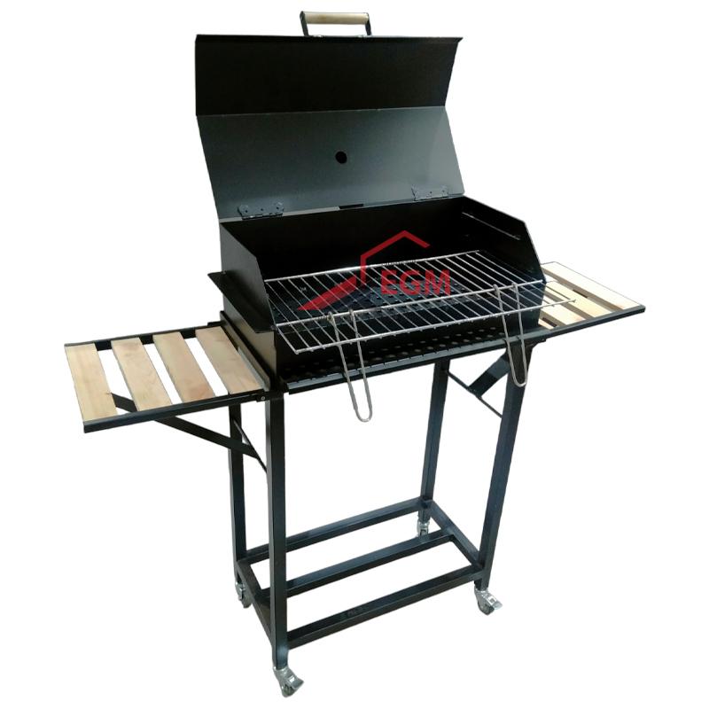 BARBECUE A CHARBON AVEC 2 ETAGERES EN BOIS G.M