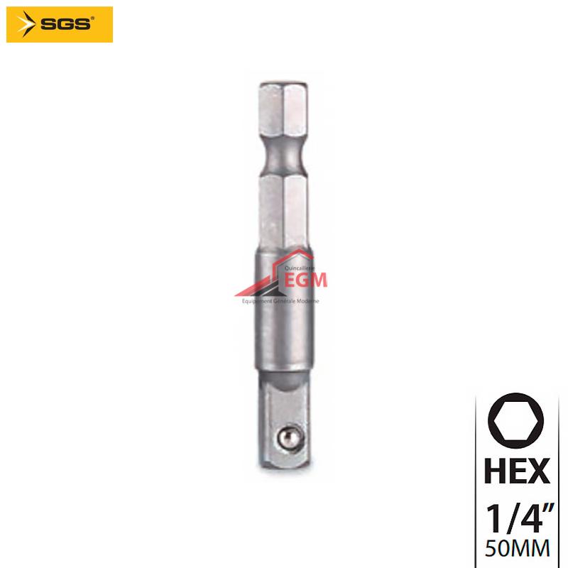 EMBOUT PORTE DOUILLE 1/4" 50MM SGS