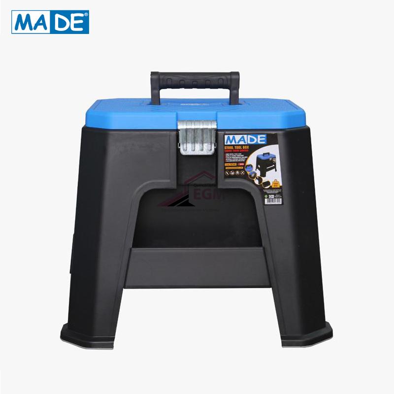 BTE A OUTIL TABOURET 41.5X35.5X34.3 NOIR & BLEU MADE