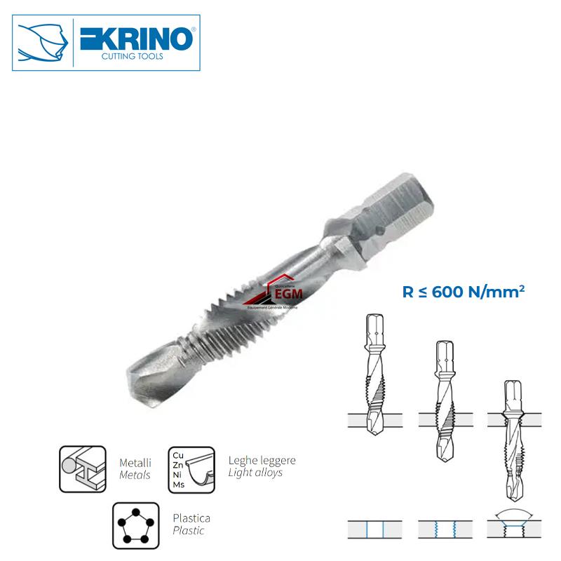 FORET POUR PERCAGE TARAUDAGE EBAVURAGE EN UNIQUE HSS-G KRINO