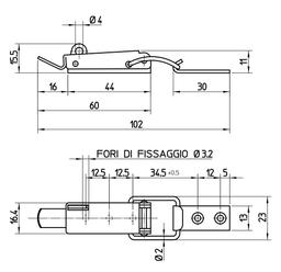 FERMETURE A LEVIER PORTE CADNAS EN ACIER CHROME 45MM - Image 2