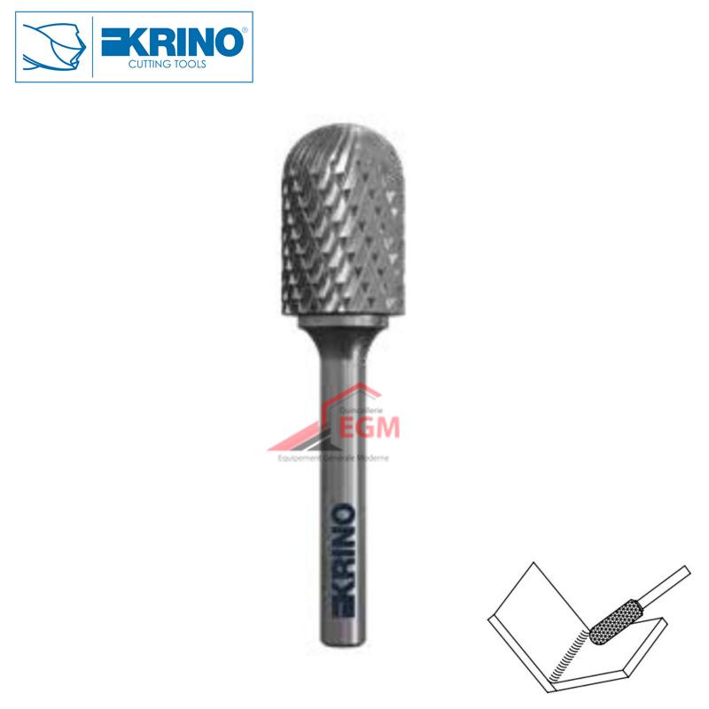 FRAISE ROTATIVE CARBURE HM4 FORME CYLINDRIQUE A BOUT ROND KRINO