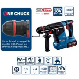 PERCEUSE PERFORATEUR CHARGABLE MANDRIN ONE CHUCK BRUSHLESS GBH 187-LI 18V BOSCH - Image 2