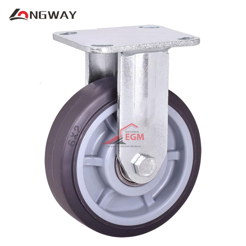 Roue sur plaque en TPR gris noyau en PP a roulement D(150/200) “1001”