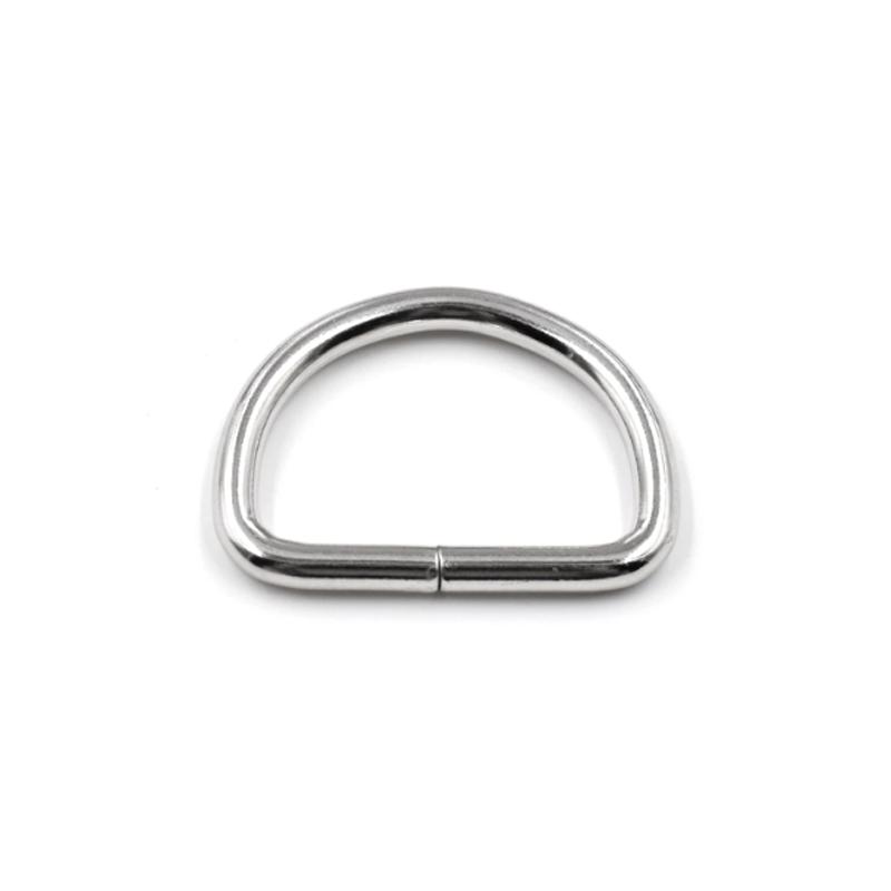 PACK 100 PCS ANNEAUX BOUCLE FORME D CHROME 25X20X3MM