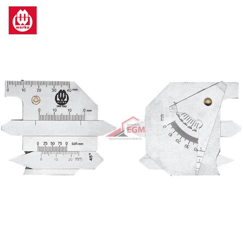 JAUGE DE SOUDAGE EN ACIER INOXYDABLE 0-40MM WERKA