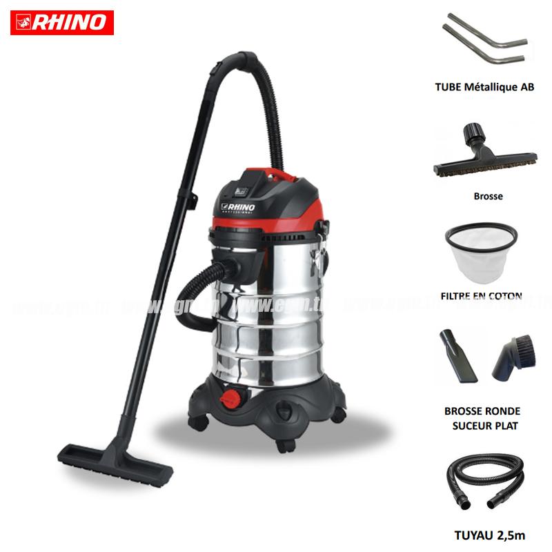 ASPIRATEUR 30L 1200W 1 MOTEUR EN INOX 220 V RHINO