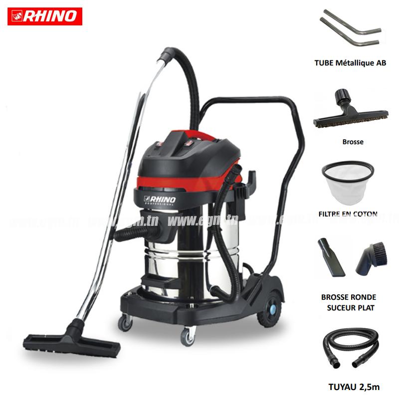 ASPIRATEUR 60L 2400W 2 MOTEUR EN INOX 220 V RHINO