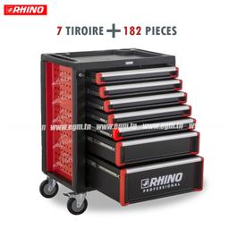 SERVANTE D'ATELIER A 7 TIROIRE AVEC 182 PIECES RHINO - Image 1