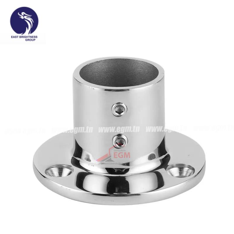 PIED DE CHANDELIER A PLATINE RONDE EN INOX AISI 316 D25 MM-90° EAST