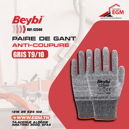 PAIRE GANT ANTI-COUPURE GRIS T9/10 CZ500 BEYBI - Image 2