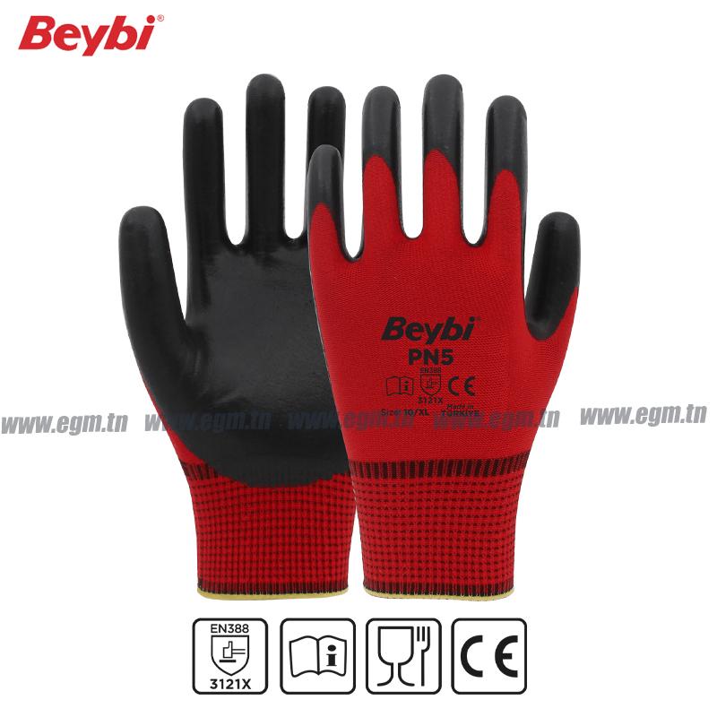 PAIRE GANT INDUSTRIELLE PN5 ROUGE & NOIR T9/10 BEYBI