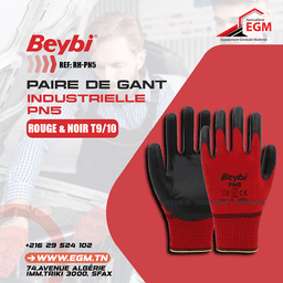 PAIRE GANT INDUSTRIELLE PN5 ROUGE & NOIR T9/10 BEYBI - Image 2