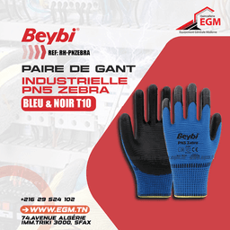 PAIRE GANT INDUSTRIELLE PN5 ZEBRA BLEU & NOIR T10 BEYBI - Image 2