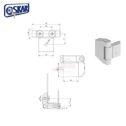 CHARNIÈRE CHROME DE COUVERCLE DE PANNEAU OSKAR - Image 2