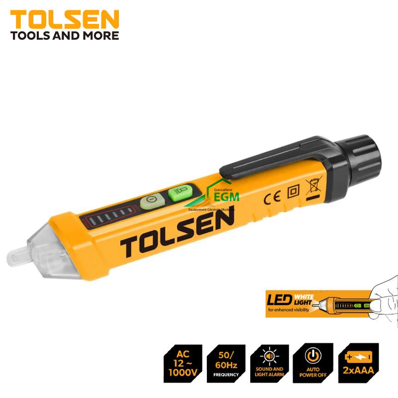 TESTEUR et DETECTEUR DE TENSION AC 12-1000V TOLSEN