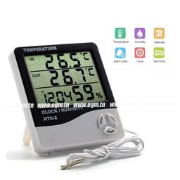 THERMO-HYGROMETRE A AFFICHAGE LCD AVEC HORLOGE + SON HYC-2 - Image 1