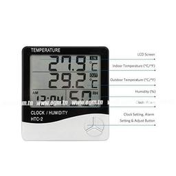 THERMO-HYGROMETRE A AFFICHAGE LCD AVEC HORLOGE + SON HYC-2 - Image 2