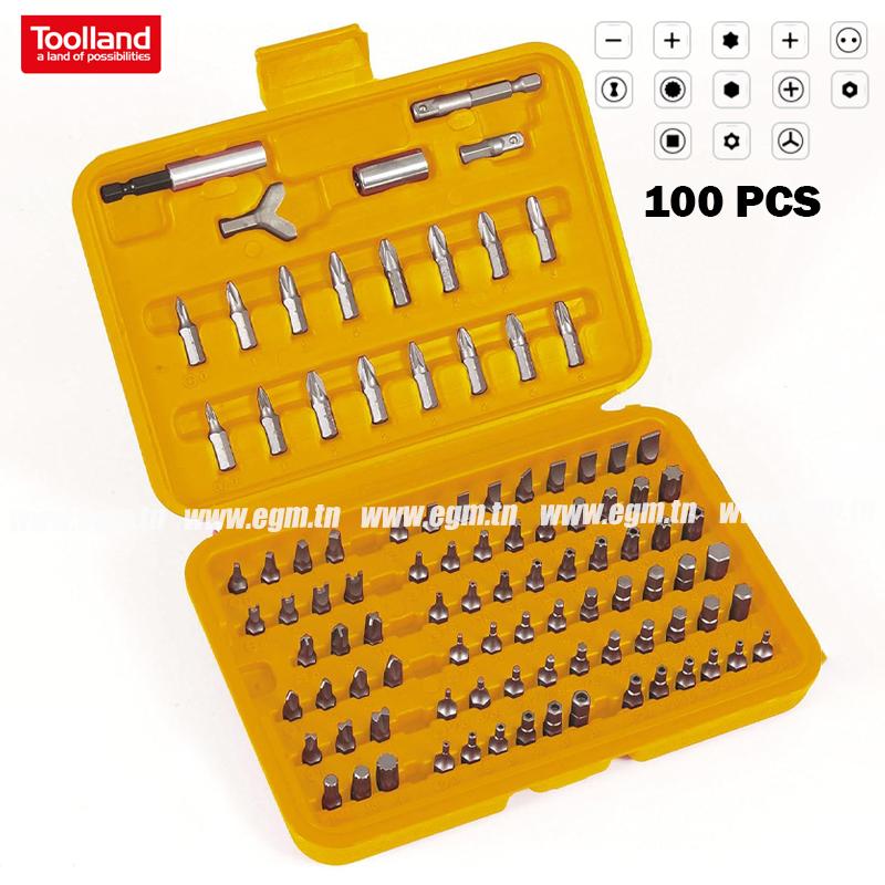 COFFRET EMBOUT DE TOURNEVIS 100 PIECES TOOLLAND