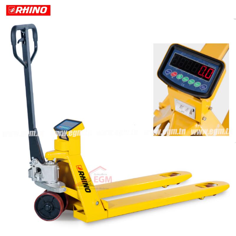 TRANSPALETTE PESEUR AVEC IMPRIMANTE 2.5T RHINO