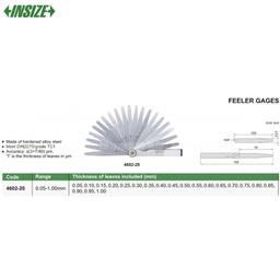 JAUGE D'EPAISSEUR 0.05-1.00MM LONG 100MM 20 LAMES INSIZE - Image 2