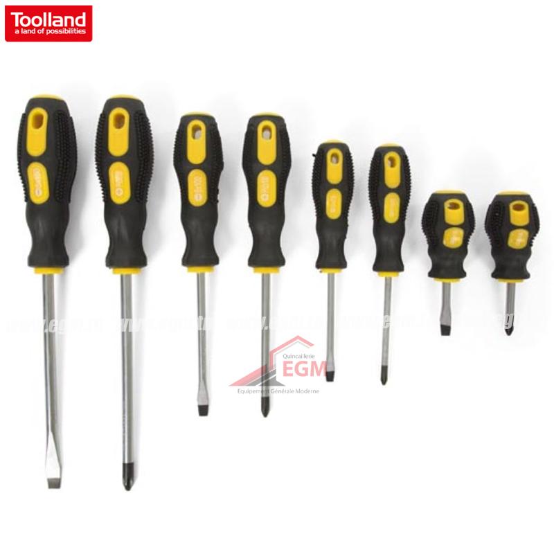 ENSEMBLE DE TOURNEVIS, 8 PCS, MAGNETIQUES TOOLLAND