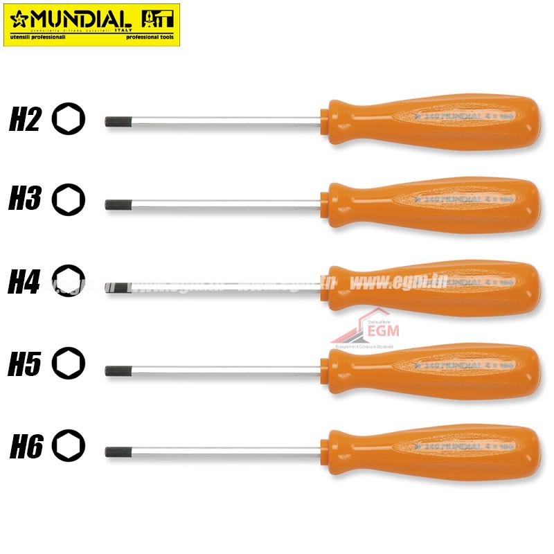 JEUX DE CLE MALE HEX EMANCHE 5PCS H2/H3/H4/H5/H6 340A MUNDIAL